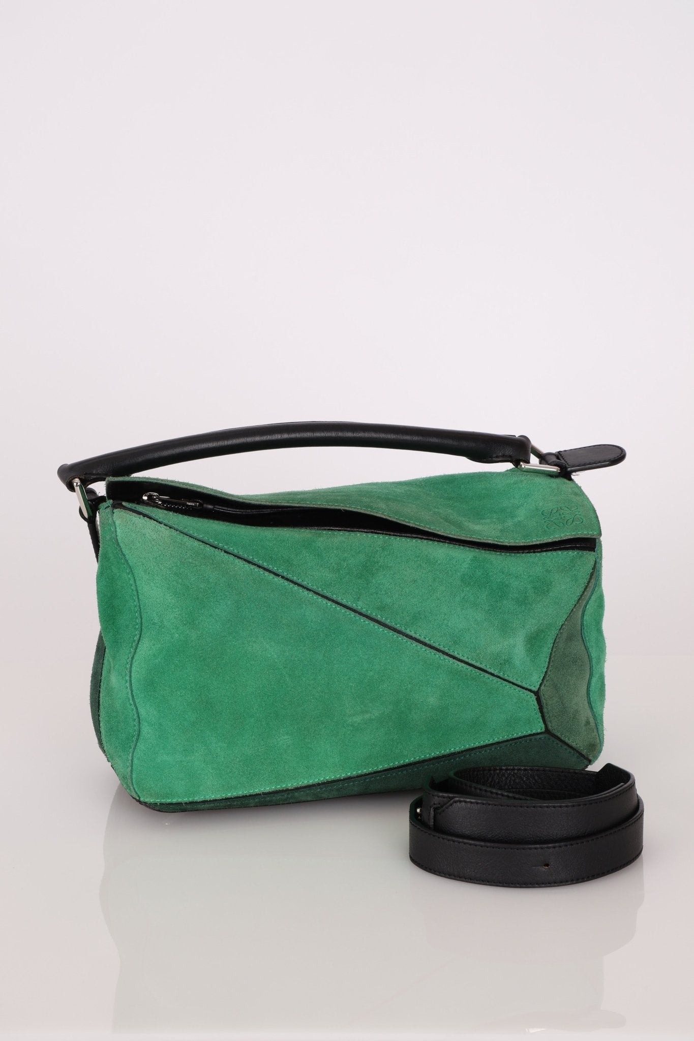 Loewe Emerald Suede Medium Puzzle Bag - FashioNica