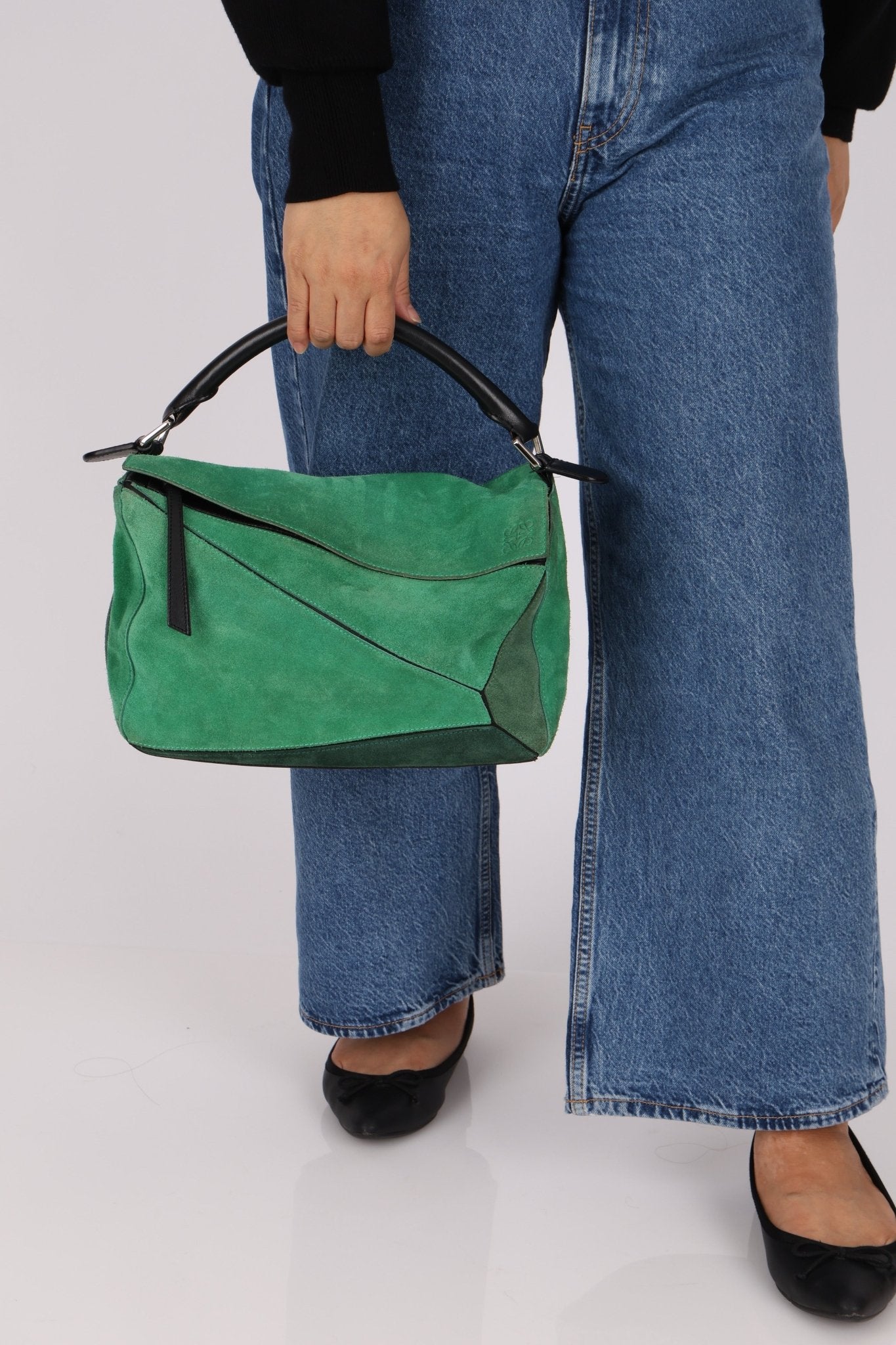 Loewe Emerald Suede Medium Puzzle Bag - FashioNica