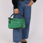 Loewe Emerald Suede Medium Puzzle Bag - FashioNica