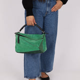 Loewe Emerald Suede Medium Puzzle Bag - FashioNica