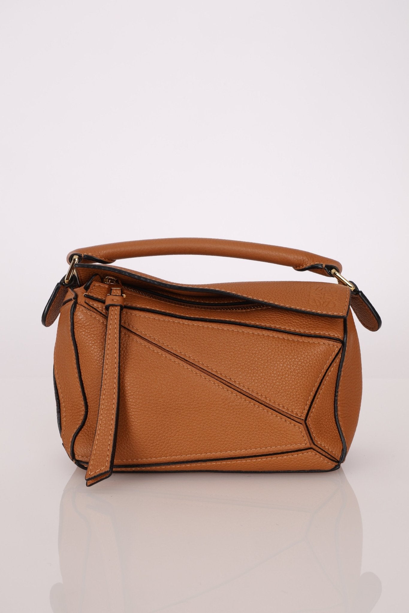 Loewe Grained Calfskin Cognac Mini Puzzle - FashioNica