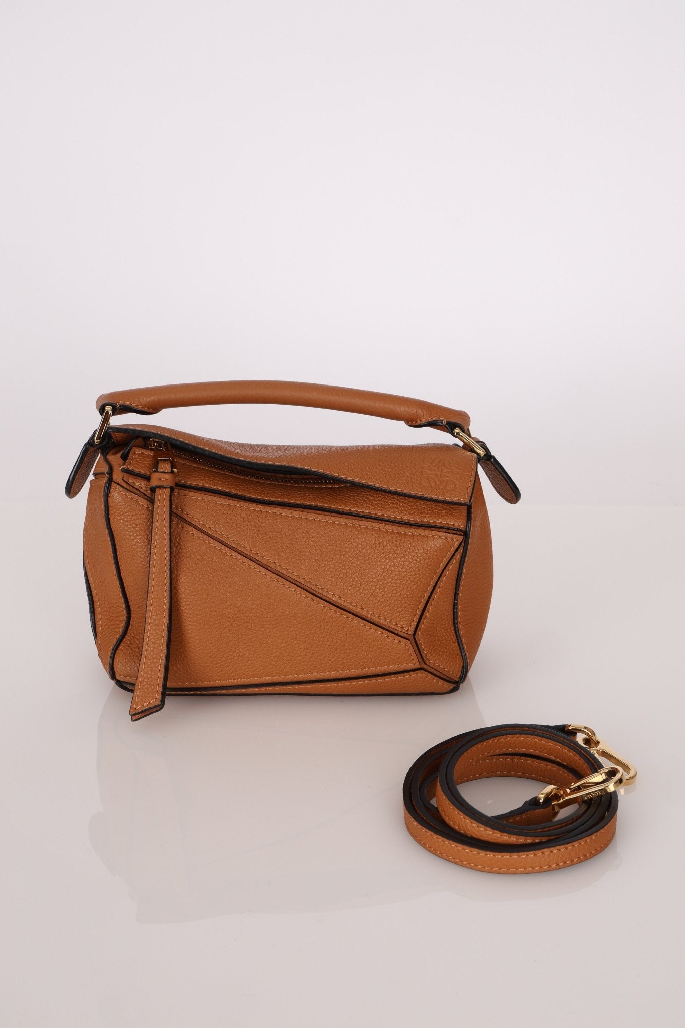 Loewe Grained Calfskin Cognac Mini Puzzle - FashioNica