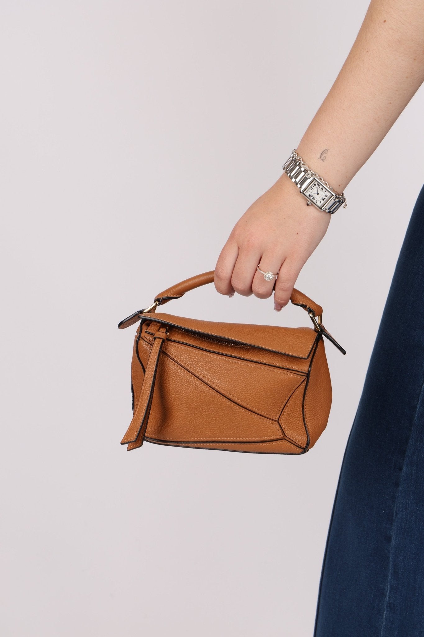 Loewe Grained Calfskin Cognac Mini Puzzle - FashioNica