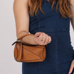 Loewe Grained Calfskin Cognac Mini Puzzle - FashioNica