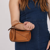 Loewe Grained Calfskin Cognac Mini Puzzle - FashioNica