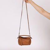 Loewe Grained Calfskin Cognac Mini Puzzle - FashioNica