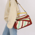 Loewe Leather and Striped Canvas Large Puzzle Bag - FashioNica