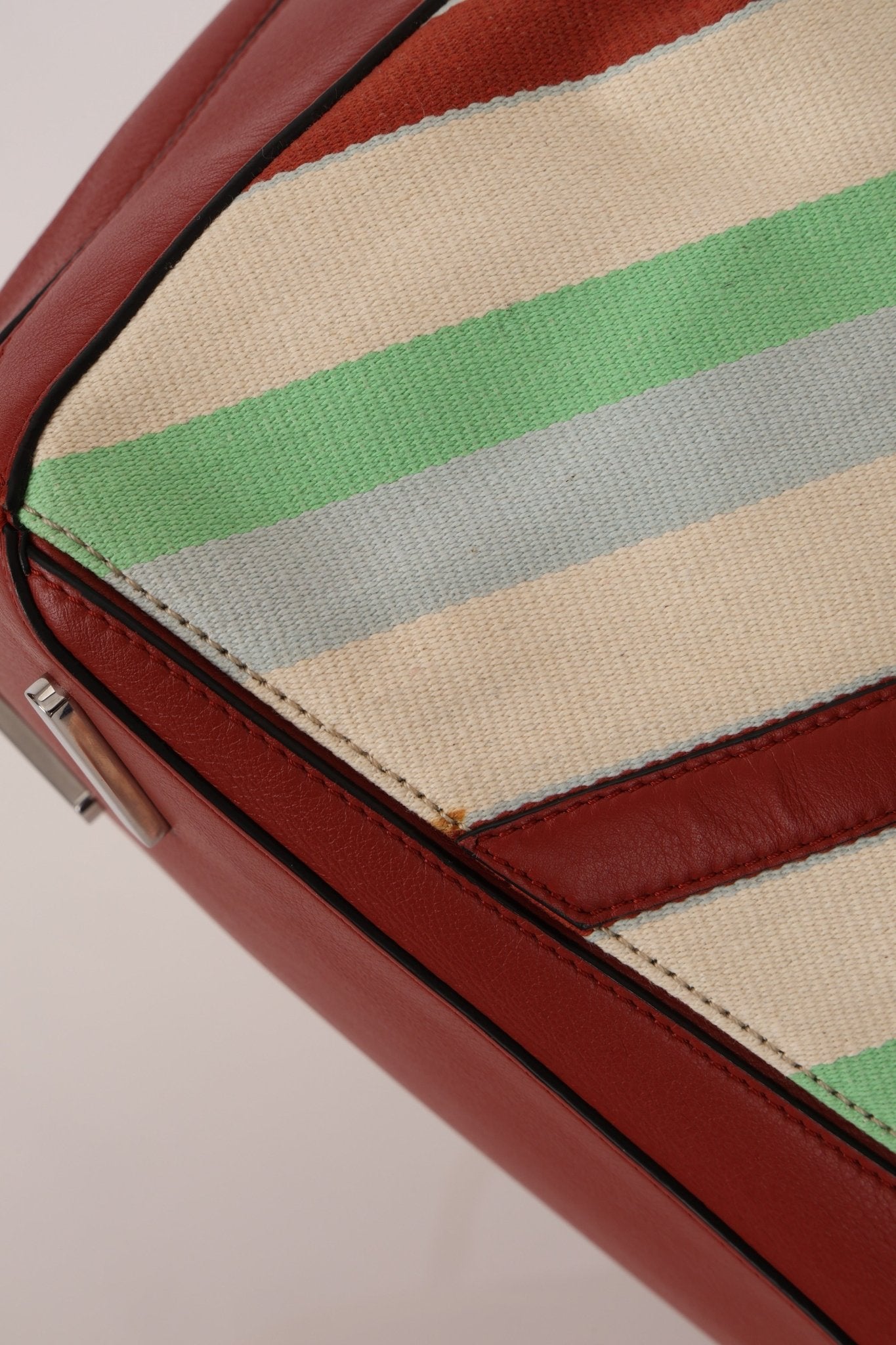 Loewe Leather and Striped Canvas Large Puzzle Bag - FashioNica