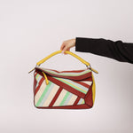 Loewe Leather and Striped Canvas Large Puzzle Bag - FashioNica