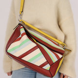Loewe Leather and Striped Canvas Large Puzzle Bag - FashioNica