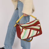 Loewe Leather and Striped Canvas Large Puzzle Bag - FashioNica