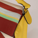 Loewe Leather and Striped Canvas Large Puzzle Bag - FashioNica