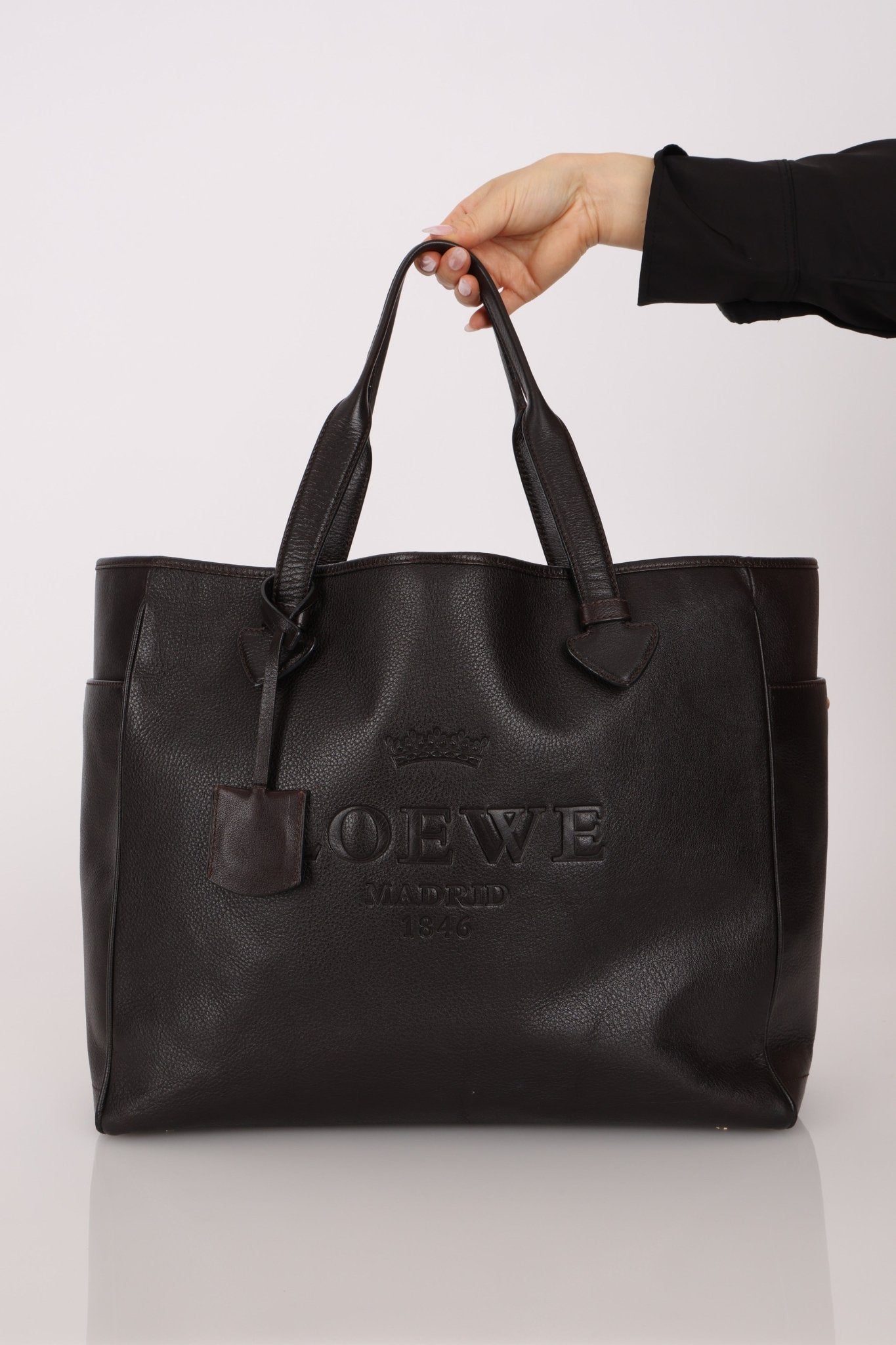 Loewe Leather Embossed Logo Tote Bag - FashioNica