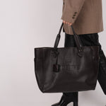Loewe Leather Embossed Logo Tote Bag - FashioNica