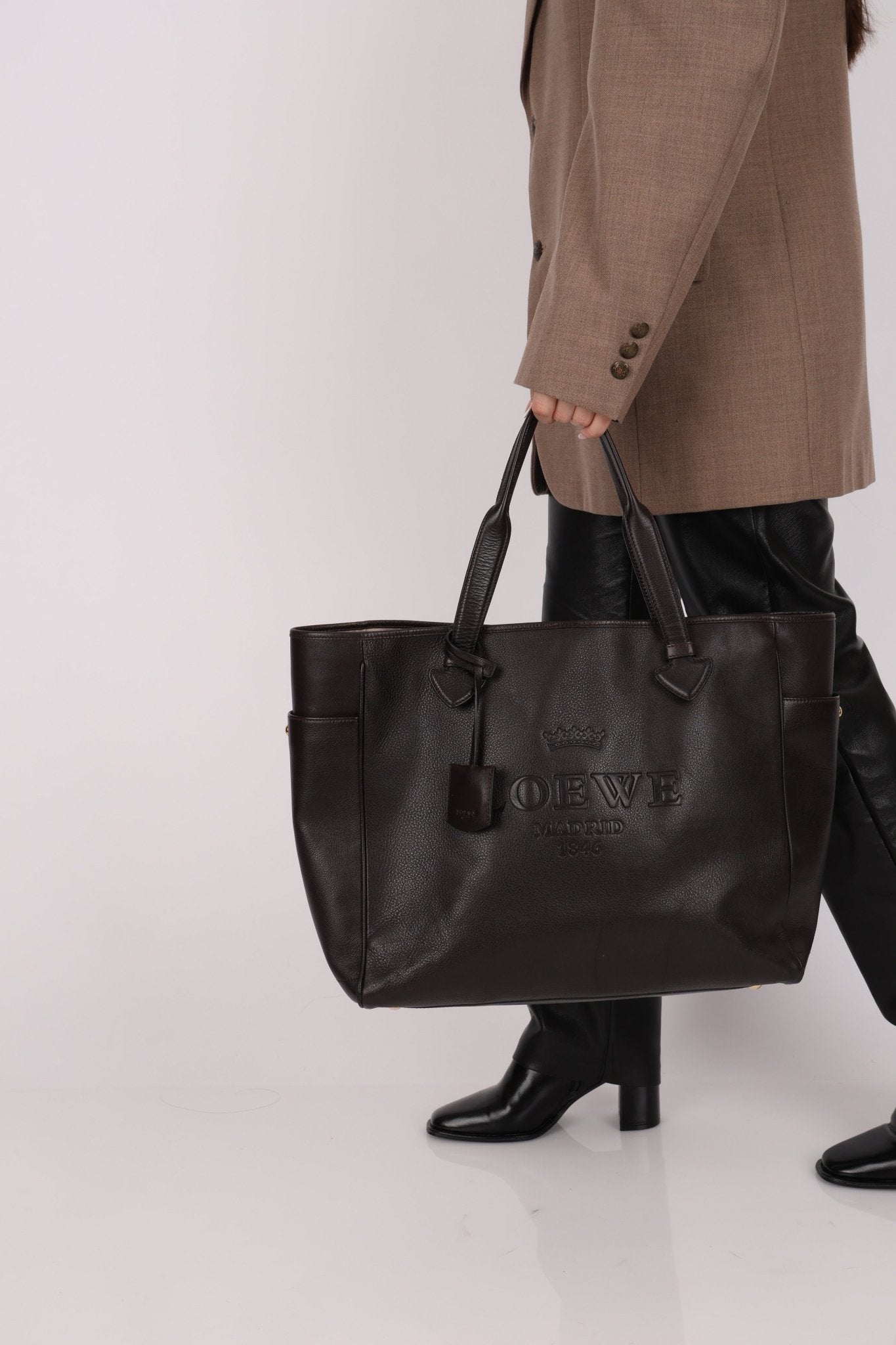 Loewe Leather Embossed Logo Tote Bag - FashioNica