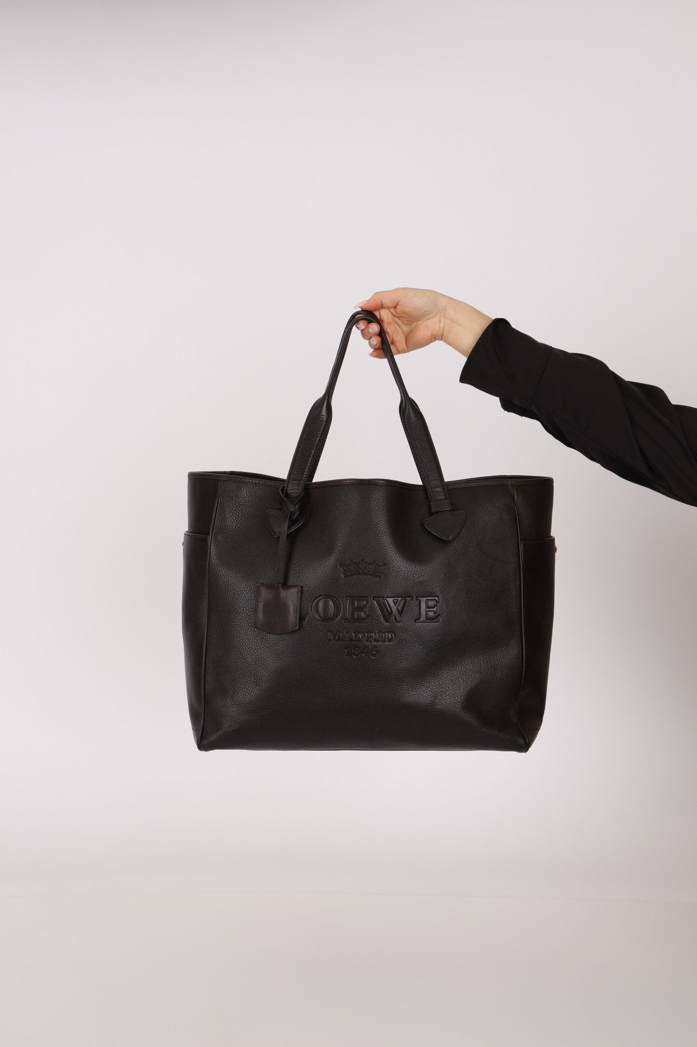 Loewe Leather Embossed Logo Tote Bag - FashioNica
