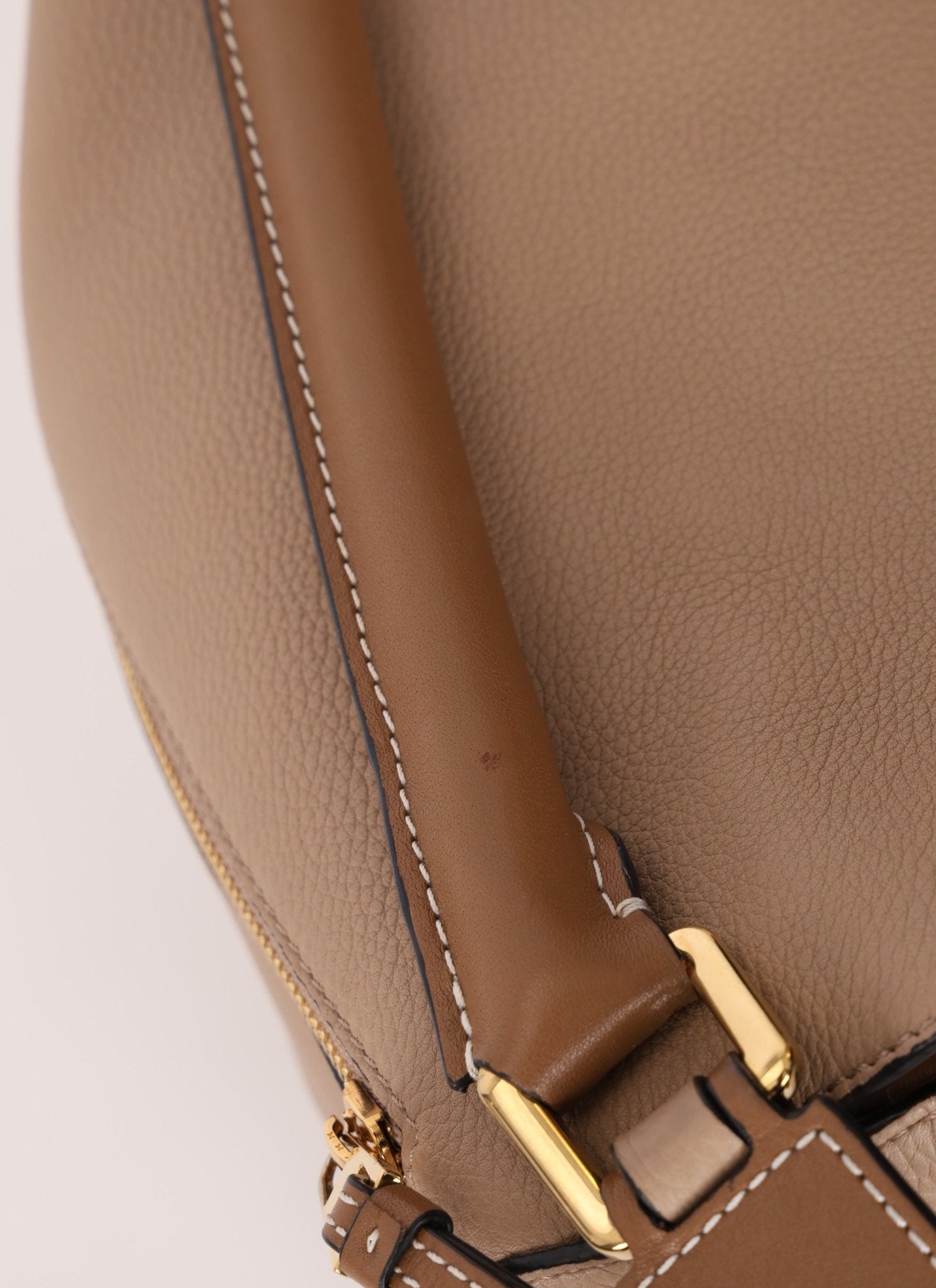 Loewe Leather Medium Taupe Pebbled Bicolor Puzzle - FashioNica