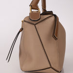 Loewe Leather Medium Taupe Pebbled Bicolor Puzzle - FashioNica
