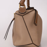 Loewe Leather Medium Taupe Pebbled Bicolor Puzzle - FashioNica