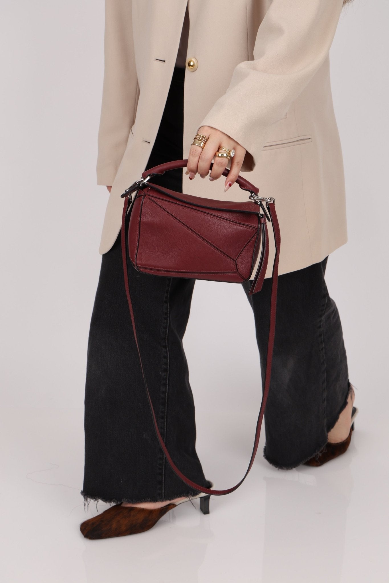 Loewe Leather Mini Puzzle Bag with Loewe Rugby Strap - FashioNica