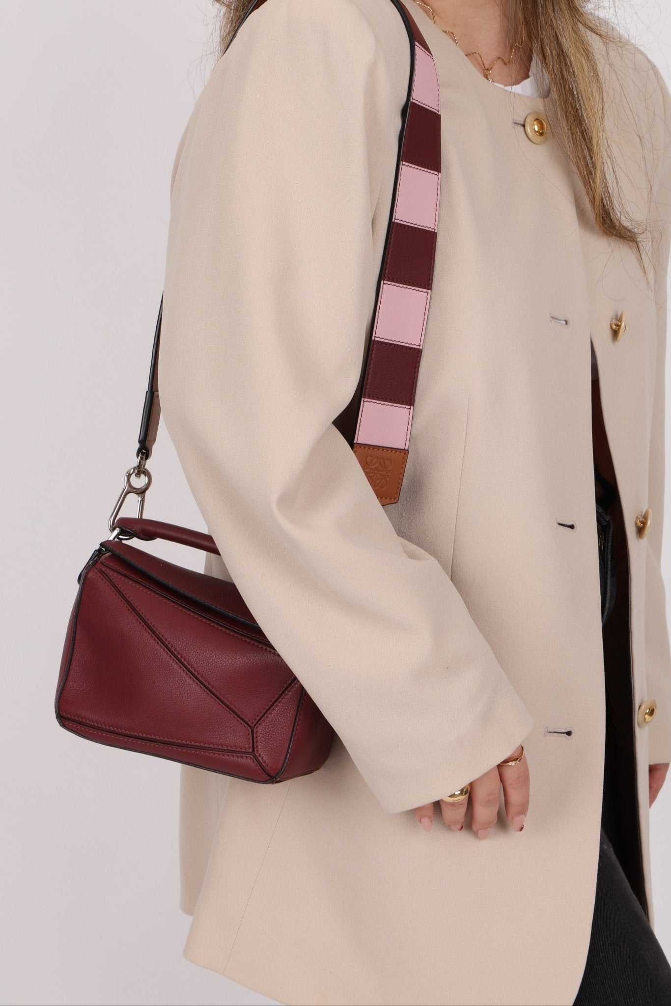 Loewe Leather Mini Puzzle Bag with Loewe Rugby Strap - FashioNica