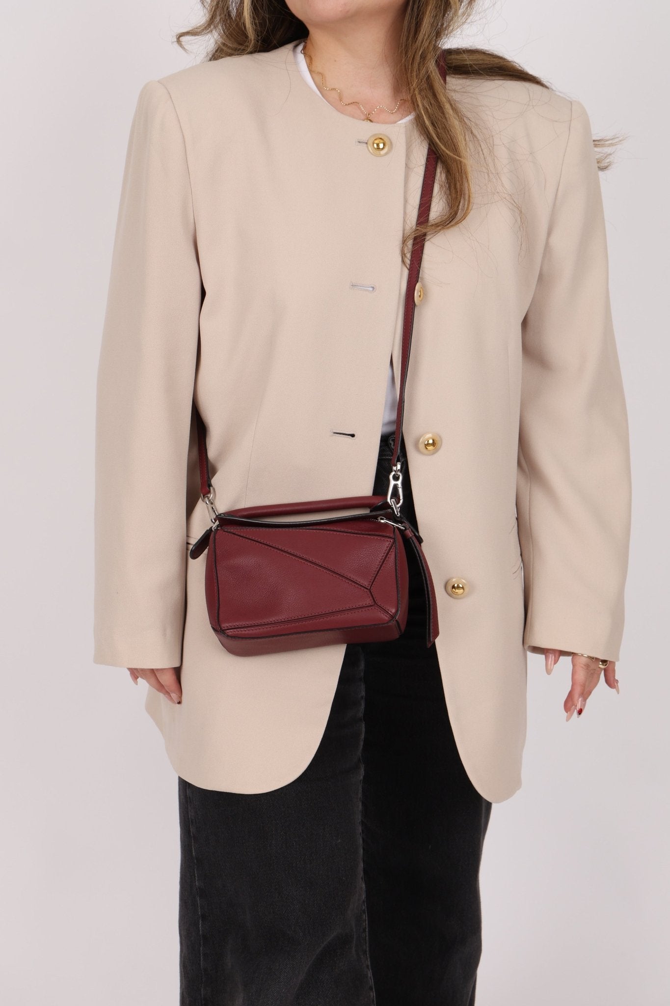 Loewe Leather Mini Puzzle Bag with Loewe Rugby Strap - FashioNica