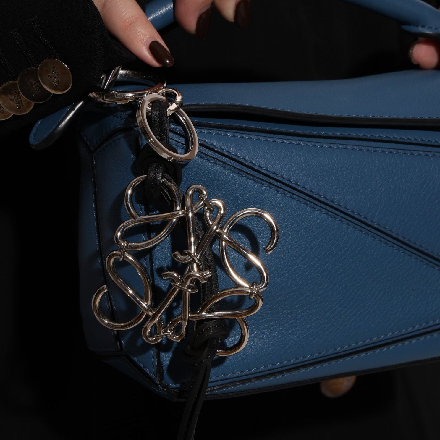 Loewe Metal Anagram and Calfskin Bag Charm - FashioNica