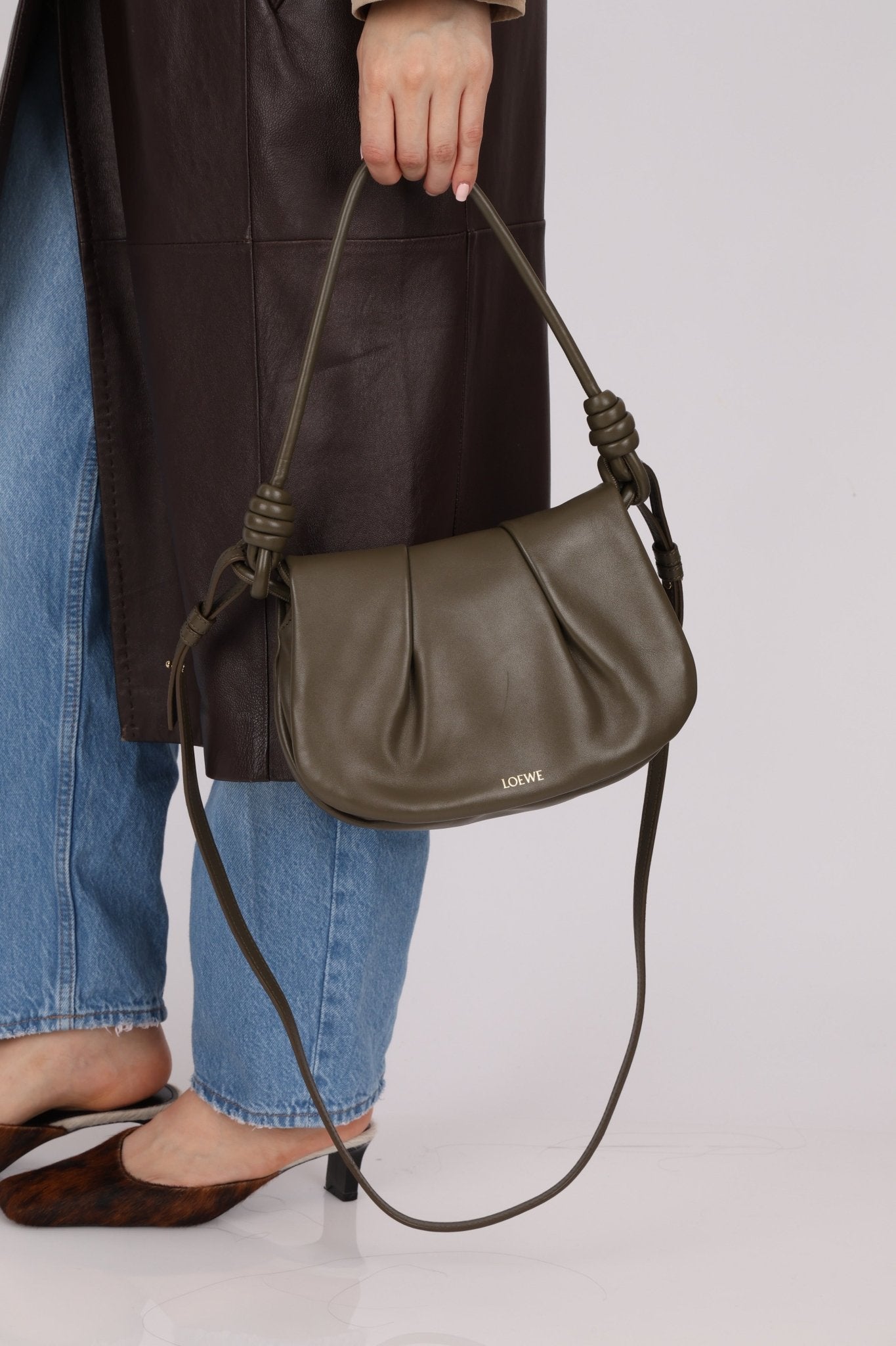 Loewe Olive Calfskin Paseo Flap - FashioNica