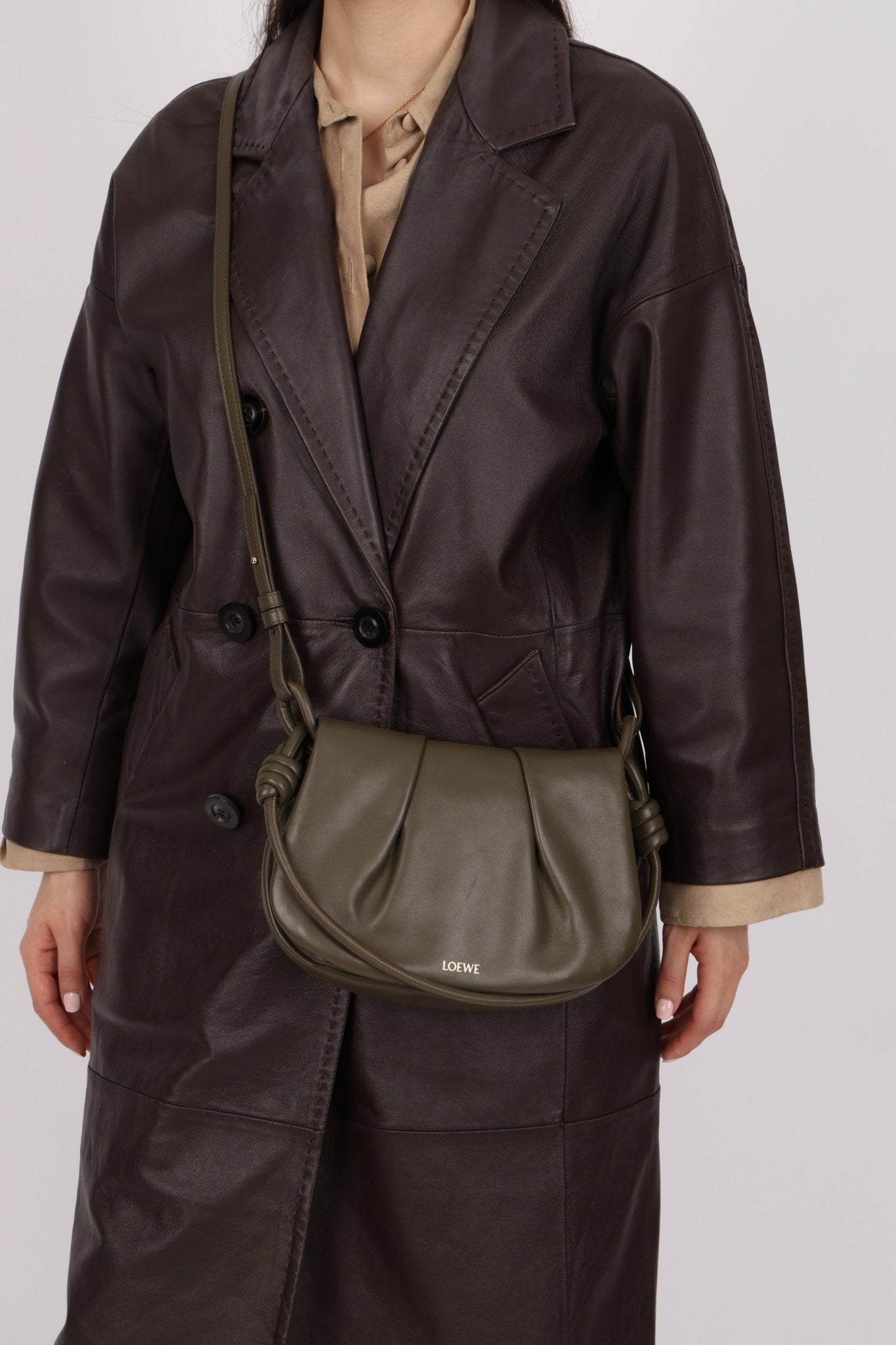 Loewe Olive Calfskin Paseo Flap - FashioNica