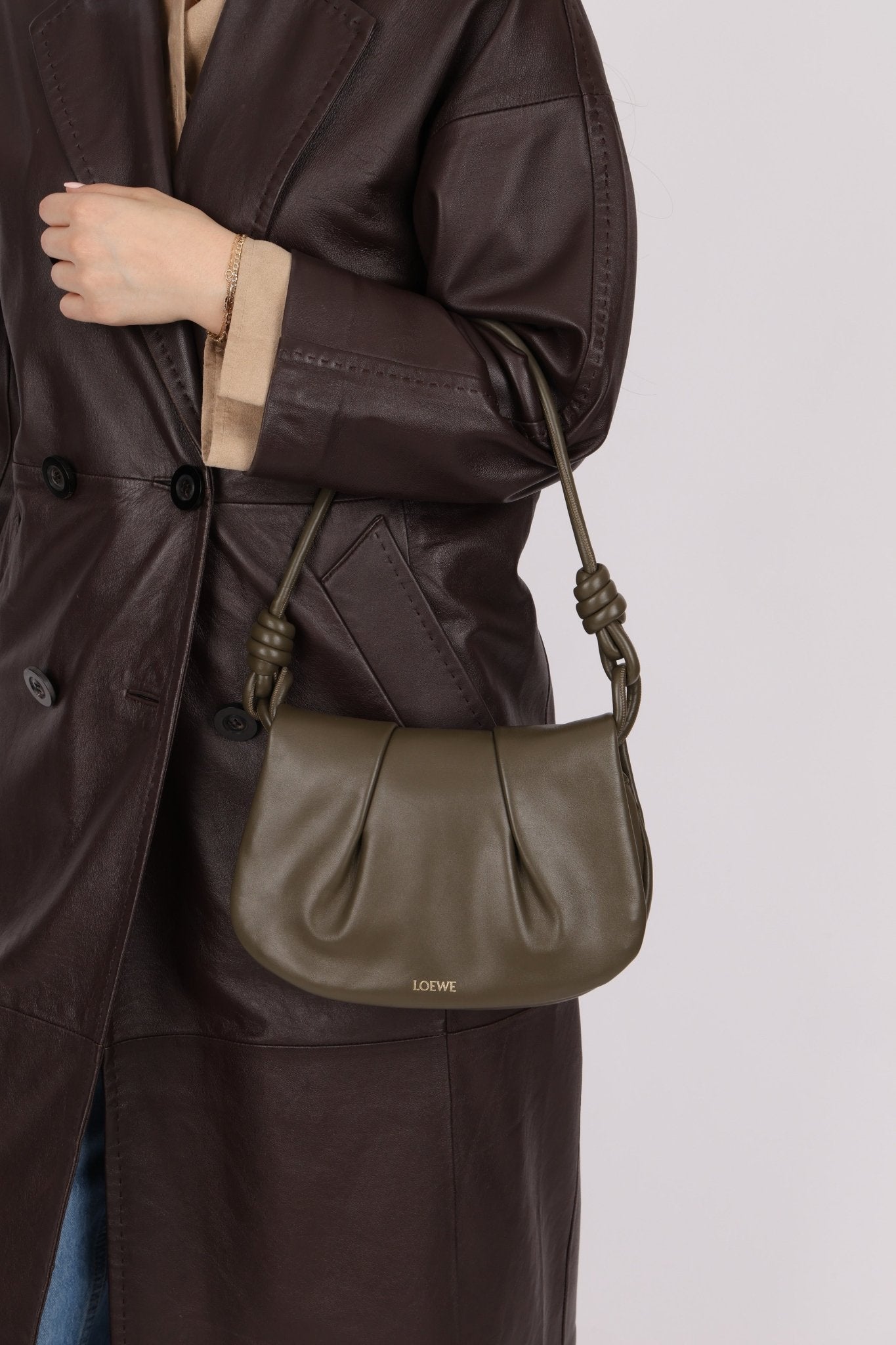Loewe Olive Calfskin Paseo Flap - FashioNica