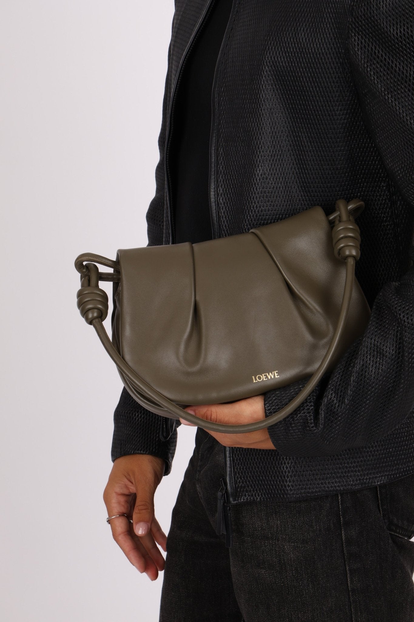 Loewe Olive Calfskin Paseo Flap - FashioNica