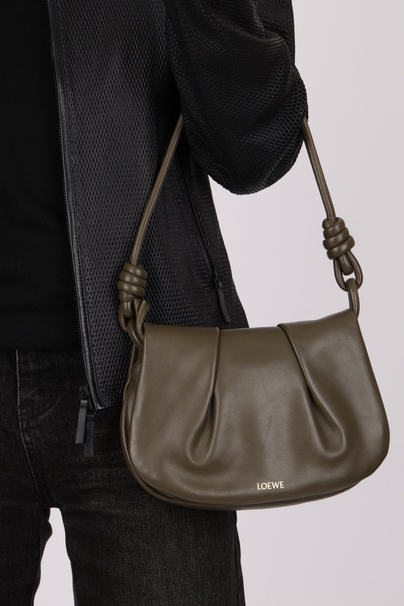 Loewe Olive Calfskin Paseo Flap - FashioNica