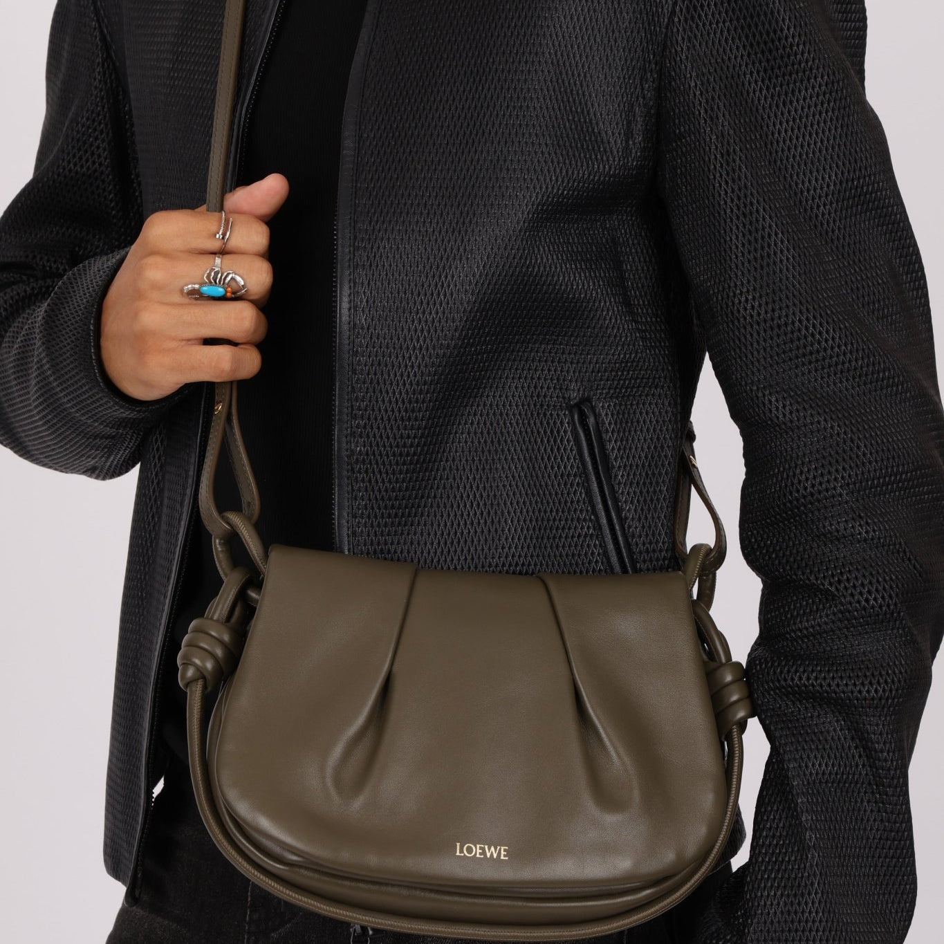 Loewe Olive Calfskin Paseo Flap - FashioNica