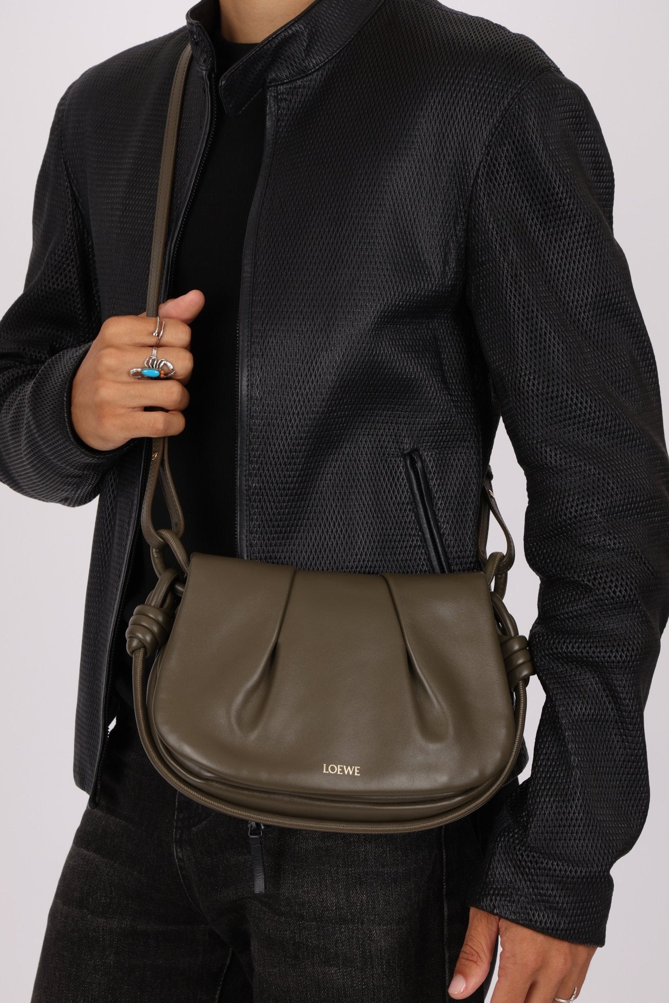 Loewe Olive Calfskin Paseo Flap - FashioNica