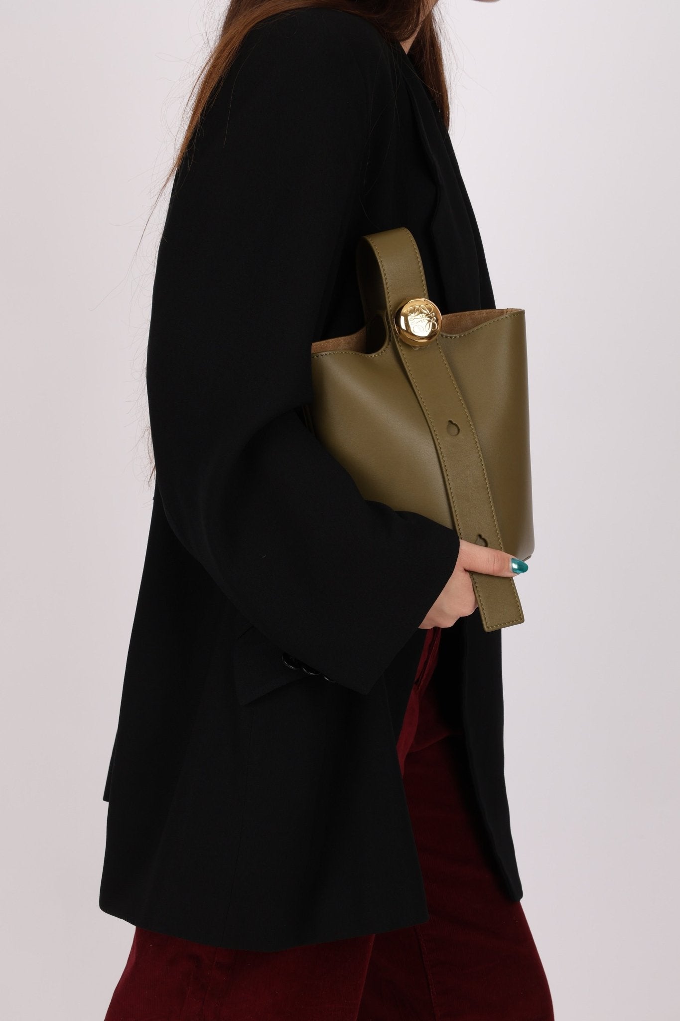 Loewe Olive Pebble Mini Bucket Bag - FashioNica