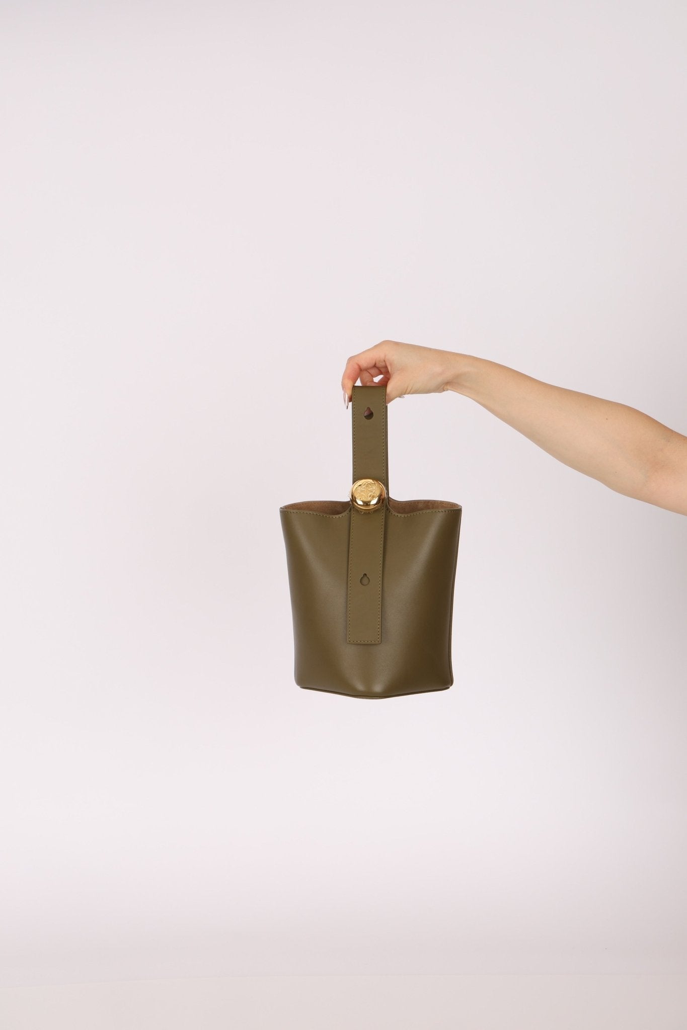 Loewe Olive Pebble Mini Bucket Bag - FashioNica