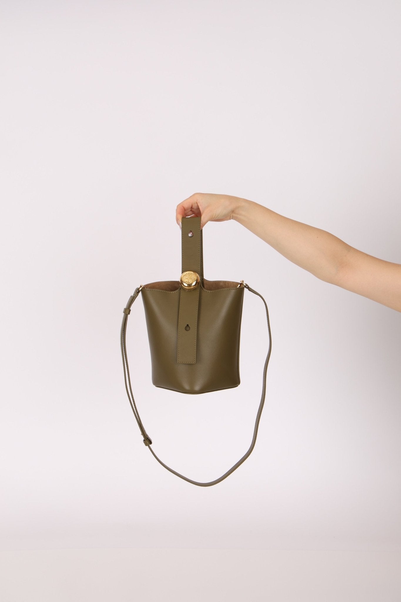 Loewe Olive Pebble Mini Bucket Bag - FashioNica