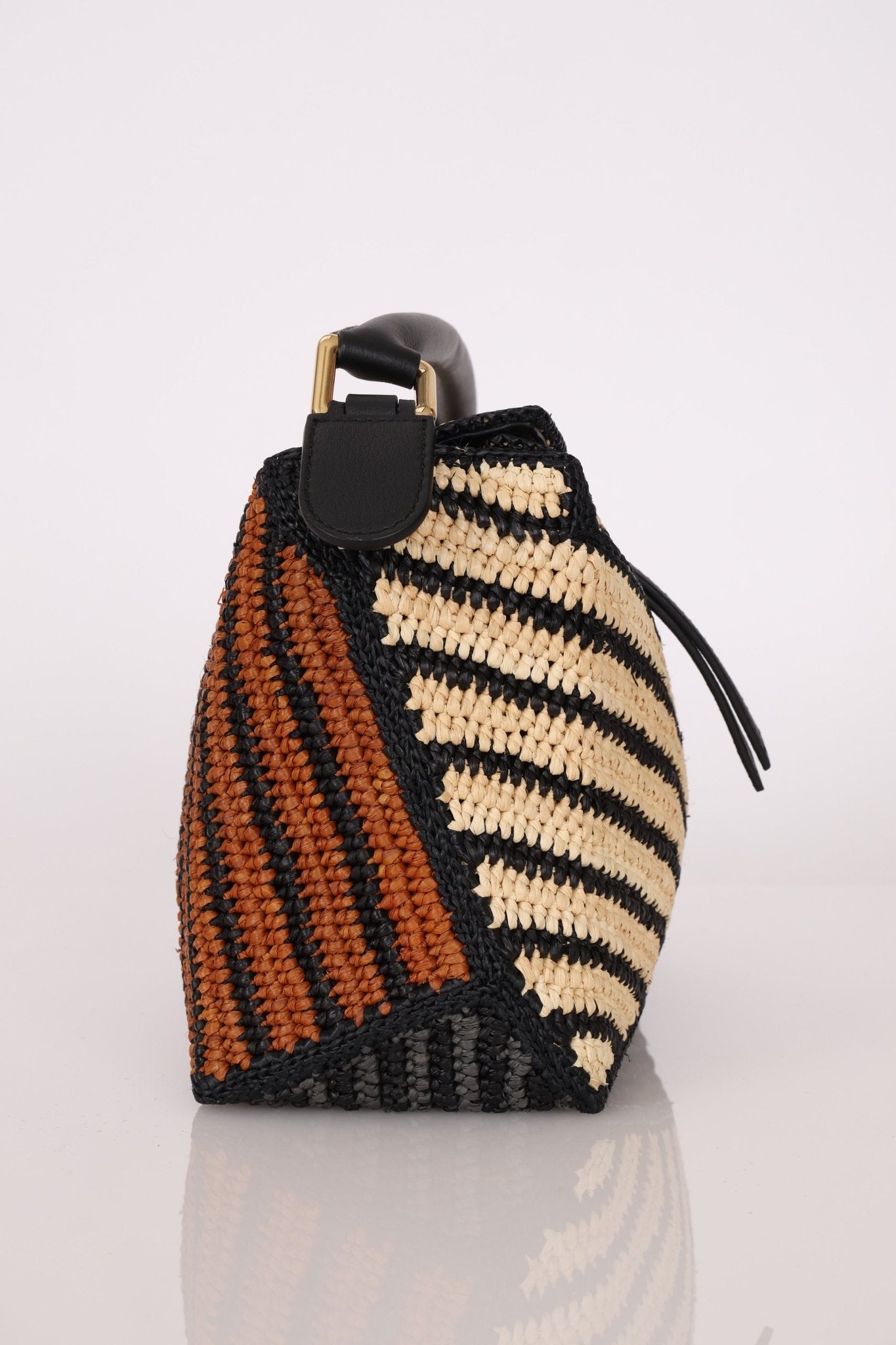 Loewe Raffia Woven and Calfskin Small Puzzle Edge - FashioNica