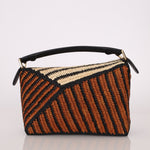 Loewe Raffia Woven and Calfskin Small Puzzle Edge - FashioNica
