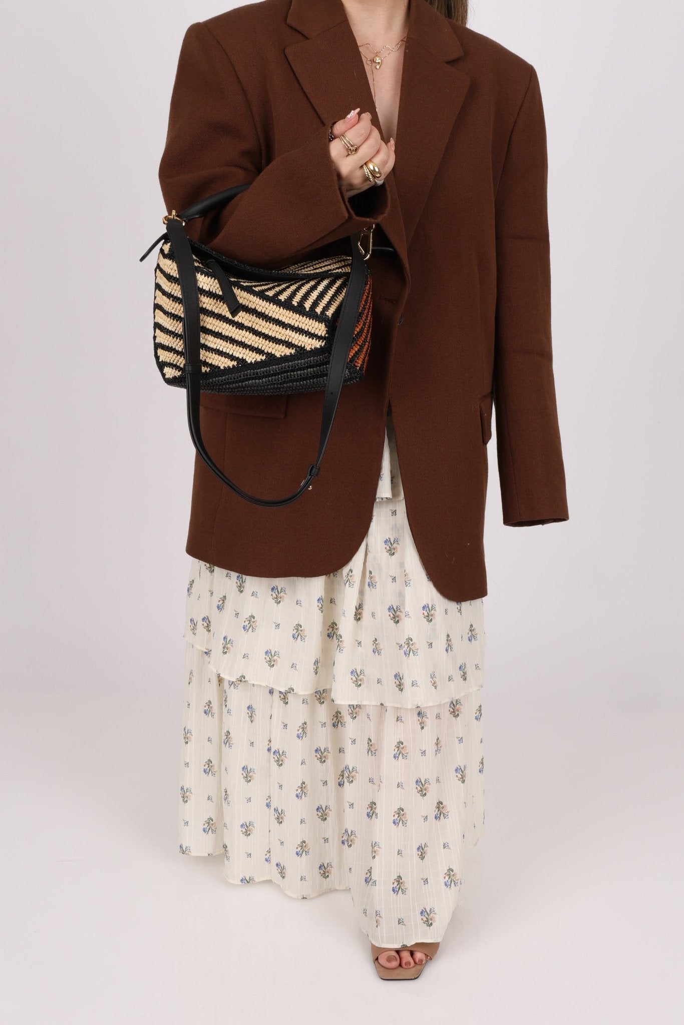 Loewe Raffia Woven and Calfskin Small Puzzle Edge - FashioNica