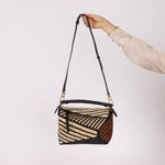 Loewe Raffia Woven and Calfskin Small Puzzle Edge - FashioNica