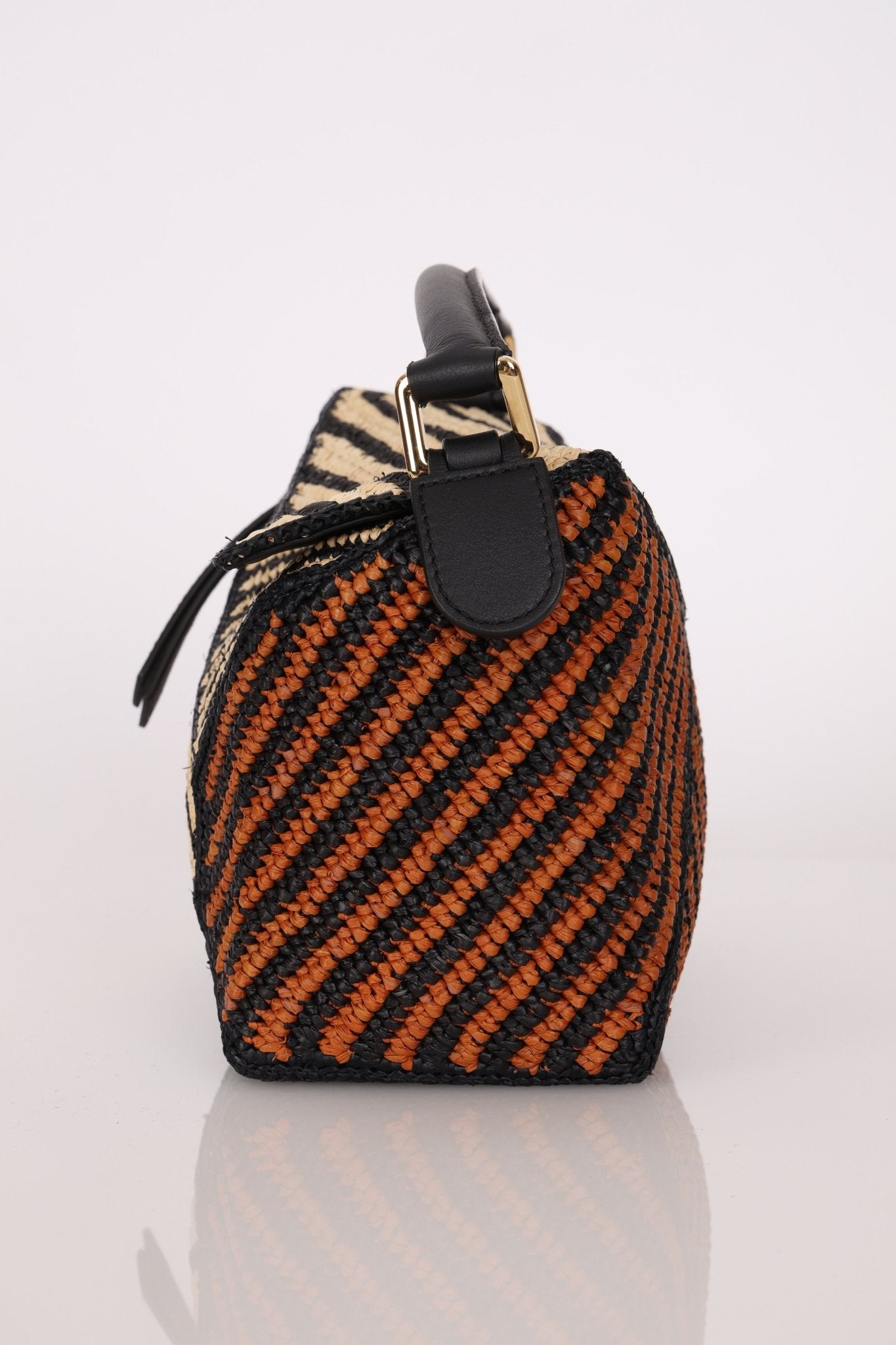 Loewe Raffia Woven and Calfskin Small Puzzle Edge - FashioNica