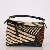 Loewe Raffia Woven and Calfskin Small Puzzle Edge - FashioNica