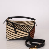 Loewe Raffia Woven and Calfskin Small Puzzle Edge - FashioNica