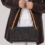 Loewe Repeat Anagram Denim Shoulder Bag - FashioNica