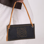 Loewe Repeat Anagram Denim Shoulder Bag - FashioNica