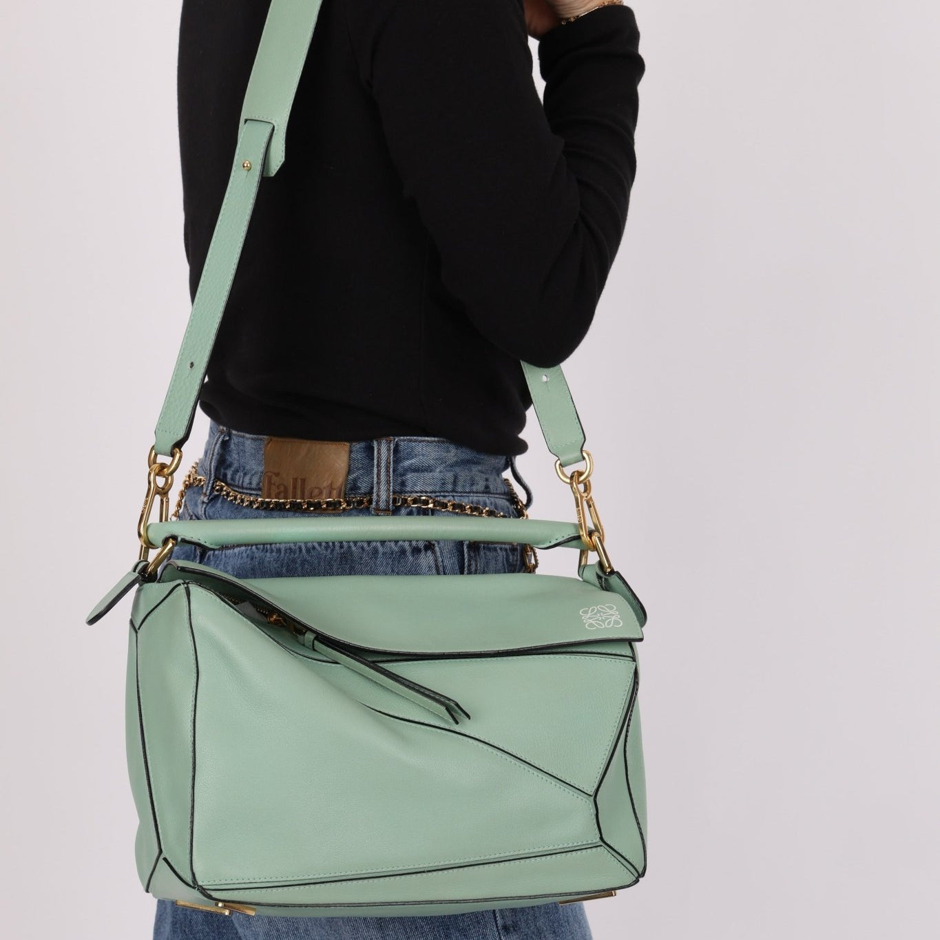 Loewe Sea Water Green Medium Puzzle Bag - FashioNica
