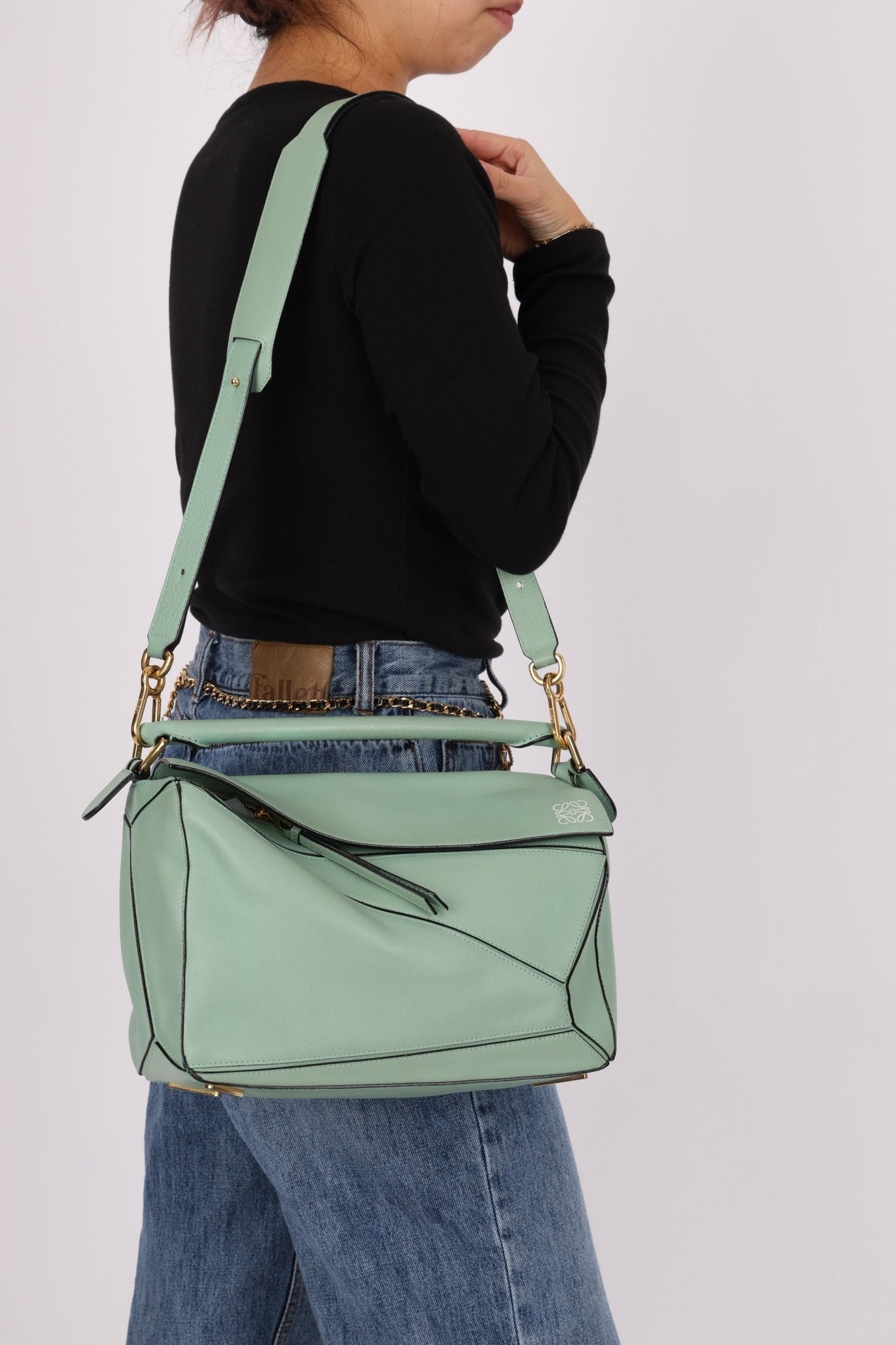 Loewe Sea Water Green Medium Puzzle Bag - FashioNica