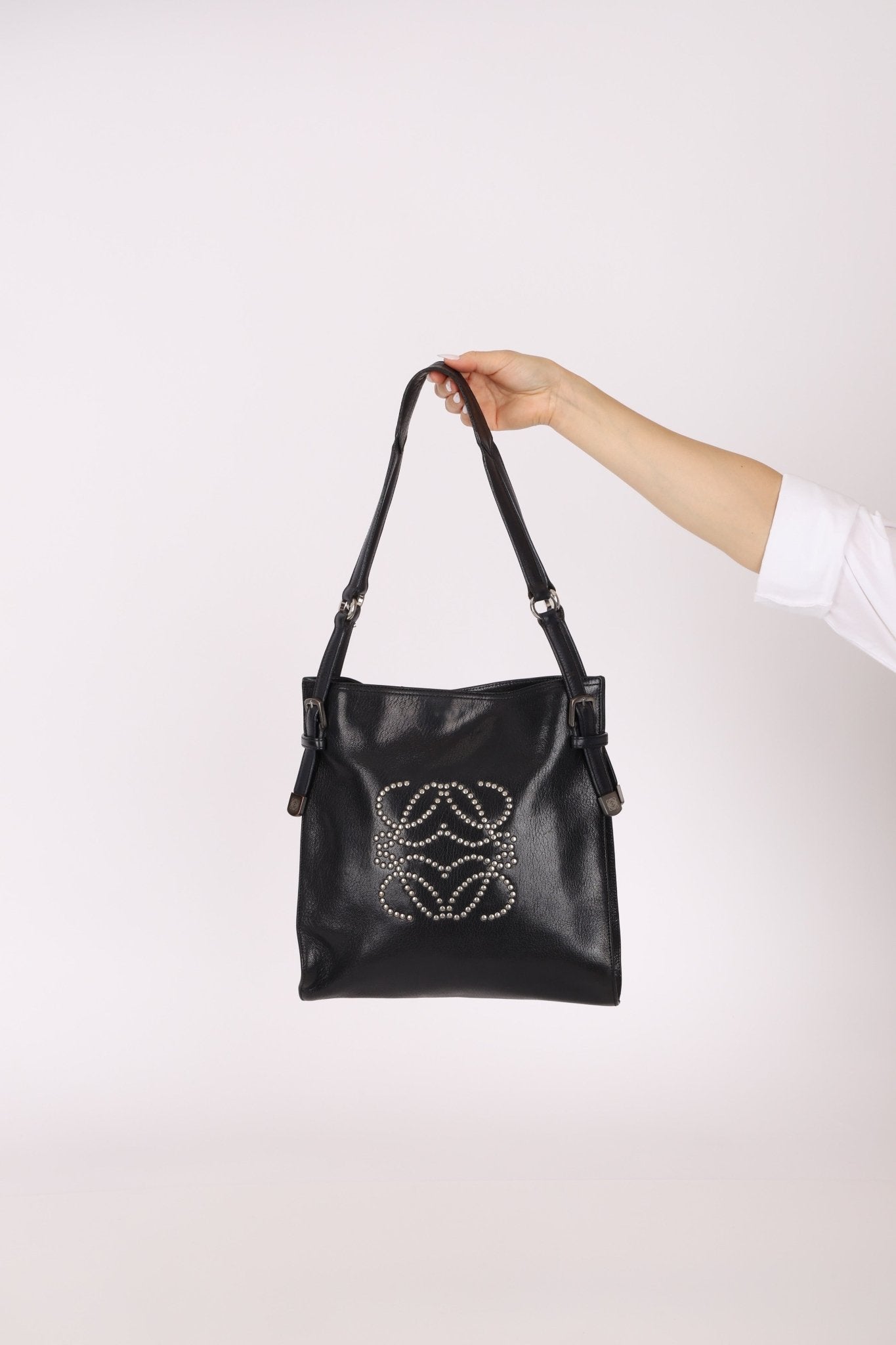 Loewe Studded Anagram Leather Tote - FashioNica