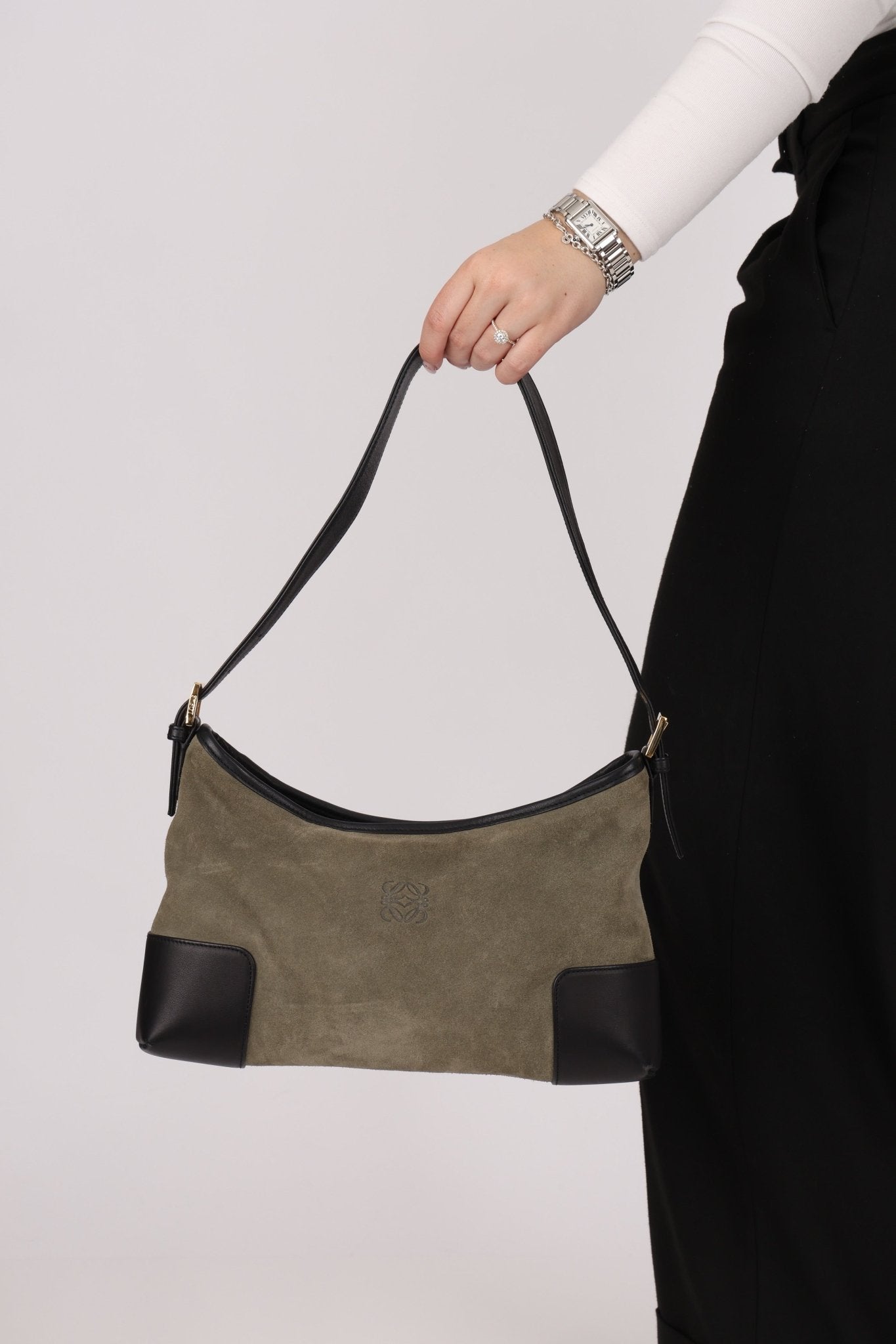 Loewe Suede Anagram Shoulder Bag - FashioNica